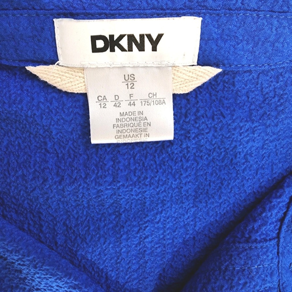 DKNY Dress Womens 12 Royal Blue Tiered Pockets Stretch‎ Prairie Feminine Flowy - Picture 10 of 11